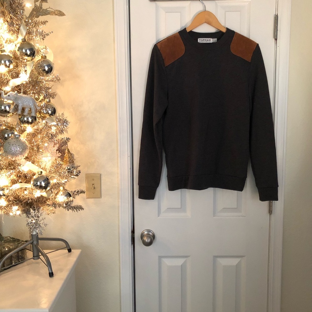 Topman Gray Sweatshirt w Shoulder & Elbow Patches